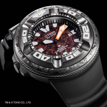 Czerwony zegarek Citizen Godzilla x Ecozilla Promaster Eco-Drive Professional Diver BJ8059-03Z