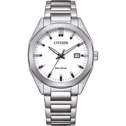 Klasyczny srebrny zegarek męski Citizen Eco-Drive Modern biały BM7620-83A