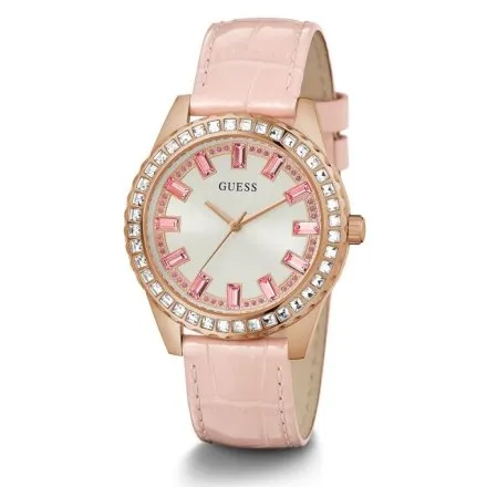Guess Sparkling Pink zegarek damski różowy na pasku z kryształami GW0032L2