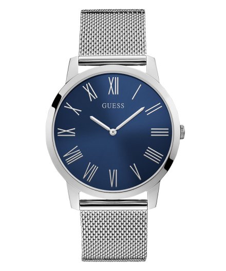 Guess Richmond zegarek męski srebrny z granatową tarczą GW0074G2