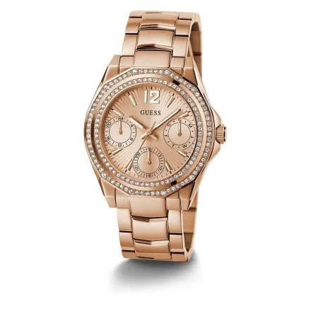 Guess Ritzy zegarek damski multifunkcyjny różowozłoty na bransolecie GW0685L3
