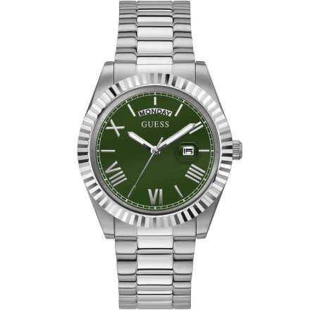 Guess Connoisseur zegarek srebrny z zieloną tarczą GW0265G10