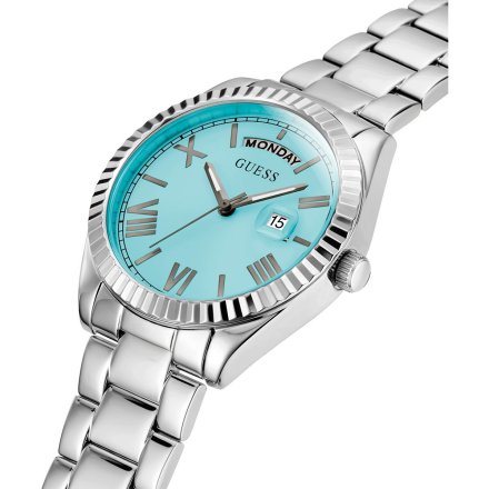 Guess Luna zegarek damski srebrny turkusowa tarcza GW0308L4