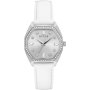Guess Plush zegarek damski srebrny z białym paskiem GW0688L1