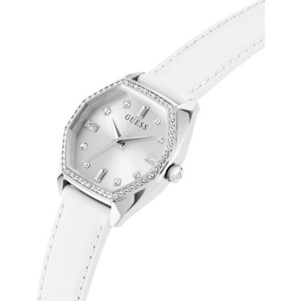 Guess Plush zegarek damski srebrny z białym paskiem GW0688L1