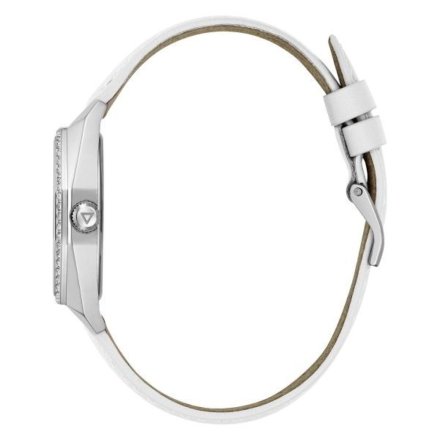 Guess Plush zegarek damski srebrny z białym paskiem GW0688L1