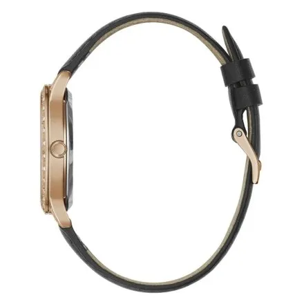 Guess Ethereal zegarek damski różowozłoty z czarnym paskiem GW0376L2
