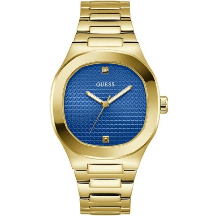 Guess Headline zegarek męski złoty z niebieską tarczą GW0662G2