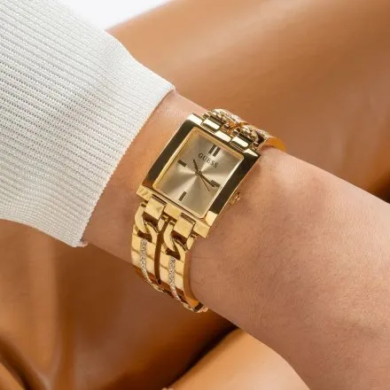 Guess Mod ID zegarek damski złoty biżuteryjny bransoletka GW0668L2