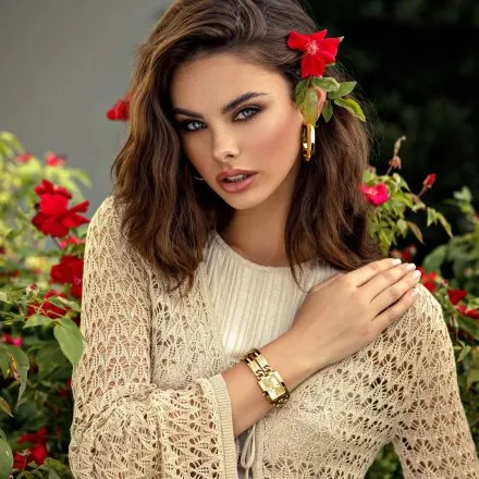 Guess Mod ID zegarek damski złoty biżuteryjny bransoletka GW0668L2