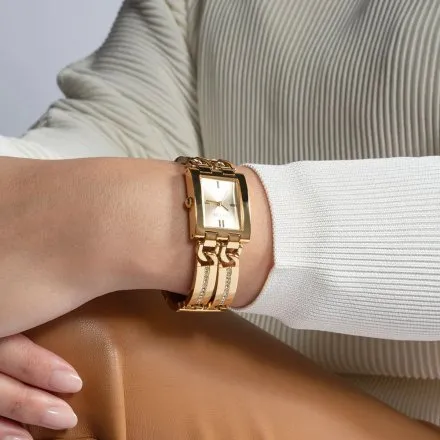 Guess Mod ID zegarek damski złoty biżuteryjny bransoletka GW0668L2