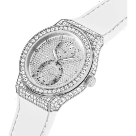 Guess Princess Zegarek Damski z kryształami i białym paskiem GW0439L1