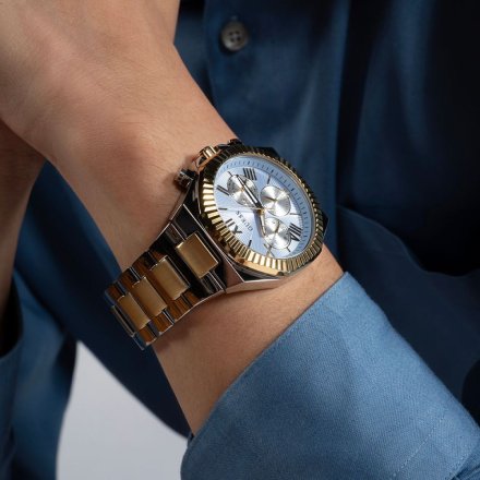 Guess Equity zegarek męski na bransolecie błękitna tarcza GW0703G3