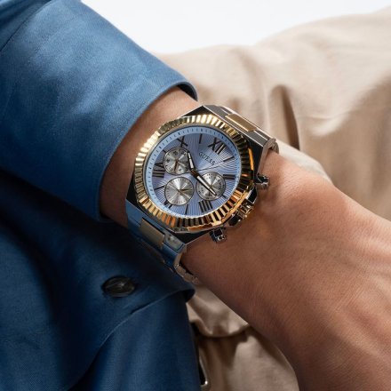 Guess Equity zegarek męski na bransolecie błękitna tarcza GW0703G3