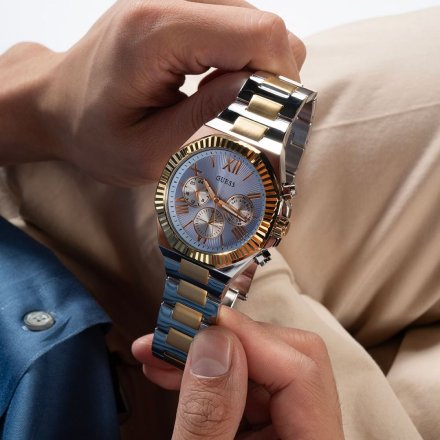 Guess Equity zegarek męski na bransolecie błękitna tarcza GW0703G3