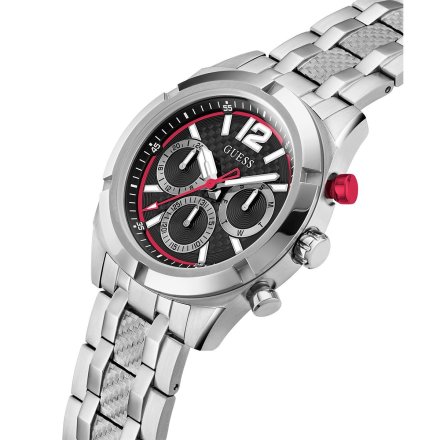 Guess Resistance zegarek męski srebrny na bransolecie czarny GW0714G1