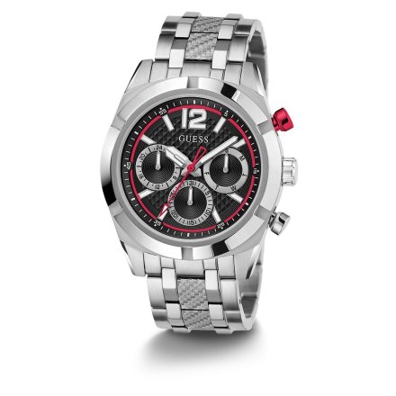Guess Resistance zegarek męski srebrny na bransolecie czarny GW0714G1