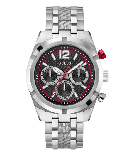 Guess Resistance zegarek męski srebrny na bransolecie czarny GW0714G1