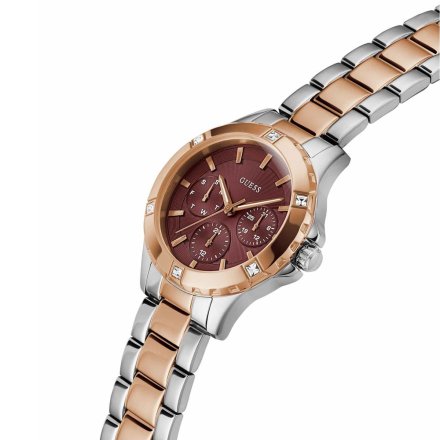 Guess Mist zegarek damski bikolor z bordową tarczą GW0723L2