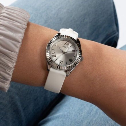 Guess Mini Luna zegarek damski ze wskazówkami biały GW0724L1