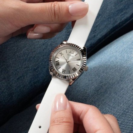 Guess Mini Luna zegarek damski ze wskazówkami biały GW0724L1