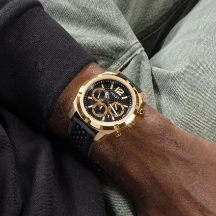 Guess Resistance zegarek męski na pasku czarno-złoty GW0729G2