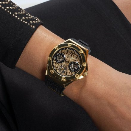 Guess Asteria zegarek damski na pasku czarno-złoty GW0620L2