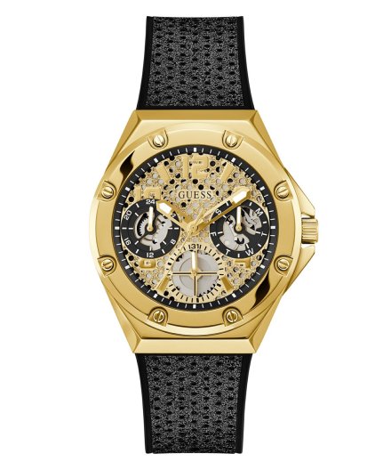 Guess Asteria zegarek damski na pasku czarno-złoty GW0620L2