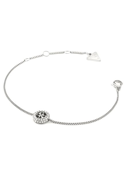 GUESS 4G CRUSH bransoletka srebrna kostka logo kryształy JUBB04163JW (S)