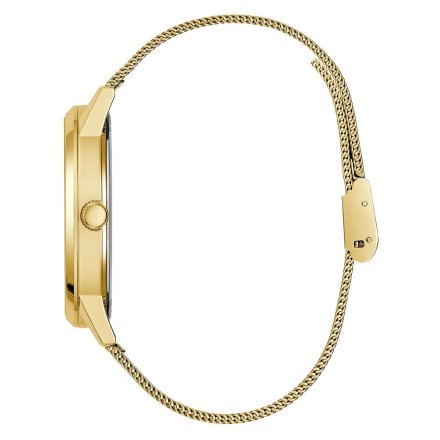 Guess Gadget zegarek męski na bransolecie złoty z widocznym mechanizmem GW0538G2