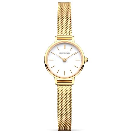 Bering Classic zegarek damski złoty na bransoletce mesh 11022-334