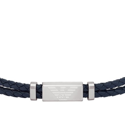 Emporio Armani EAGLE LOGO bransoletka męska skórzana granatowa EGS2995040