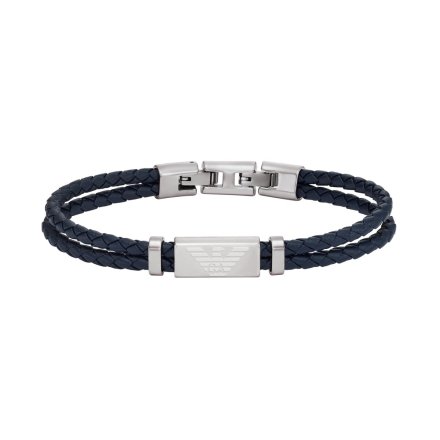Emporio Armani EAGLE LOGO bransoletka męska skórzana granatowa EGS2995040