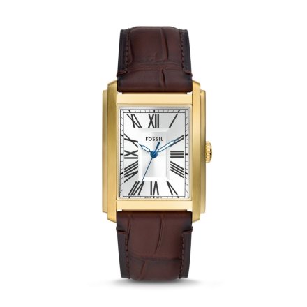 Fossil Carraway zegarek męski prostokąt złoty na pasku FS6011