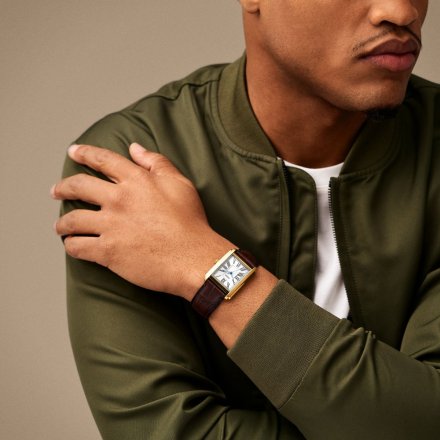 Fossil Carraway zegarek męski prostokąt złoty na pasku FS6011