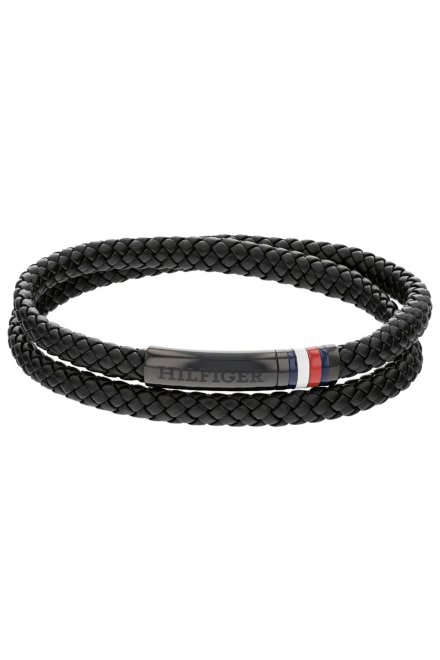 Tommy Hilfiger bransoletka męska skórzana podwójna czarna 2790552