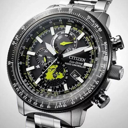 Citizen Promaster Geo Trekker zegarek męski srebrny na bransolecie BY3006-53E
