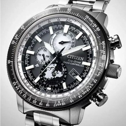 Citizen Promaster Geo Trekker zegarek męski srebrny na bransolecie BY3006-53H