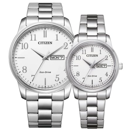 Citizen Eco-Drive zegarki dla par zestaw klasyczny biała tarcza