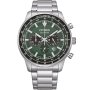 Citizen Aviation Chronograph srebrny zegarek męski zielona tarcza CA4500-91X