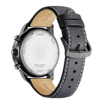 Citizen Aviation Chronograph czarny zegarek męski zielona tarcza CA4505-21X