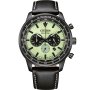 Citizen Aviation Chronograph czarny zegarek męski zielona tarcza CA4505-21X
