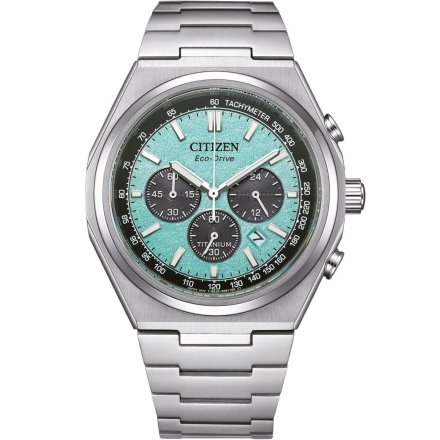 Citizen Super Titanium srebrny zegarek z błękitną tarczą CA4610-85M