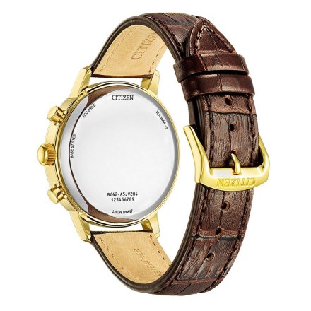 Citizen Vintage zegarek męski złoty na brązowym pasku CA7062-15A