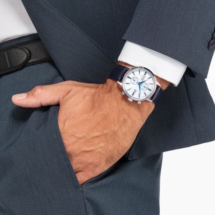 Citizen Vintage zegarek męski srebrny na granatowym pasku CA7069-16A
