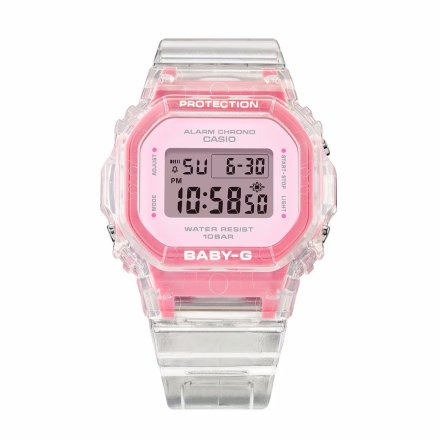 Casio Baby-G zegarek różowy przeźroczysty prostokątny BGD-565SJ-7ER
