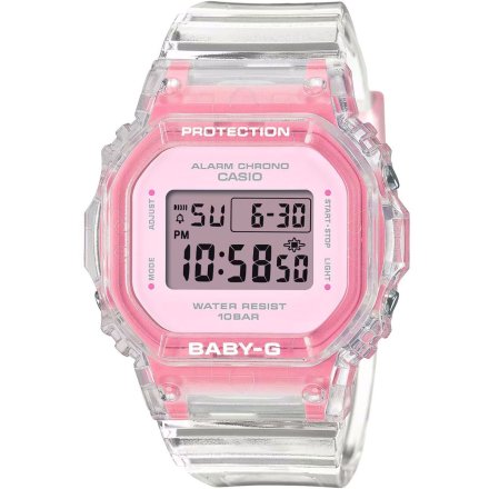 Casio Baby-G zegarek różowy przeźroczysty prostokątny BGD-565SJ-7ER