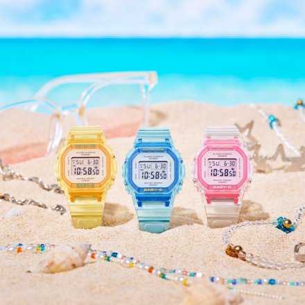 Casio Baby-G zegarek różowy przeźroczysty prostokątny BGD-565SJ-7ER