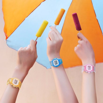 Casio Baby-G zegarek różowy przeźroczysty prostokątny BGD-565SJ-7ER