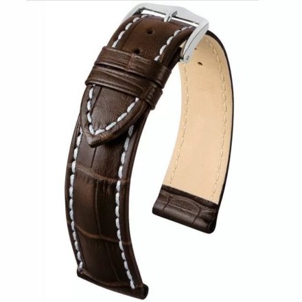 Brązowy pasek skórzany 22 mm HIRSCH Alligatorgrain 20302710-2-22